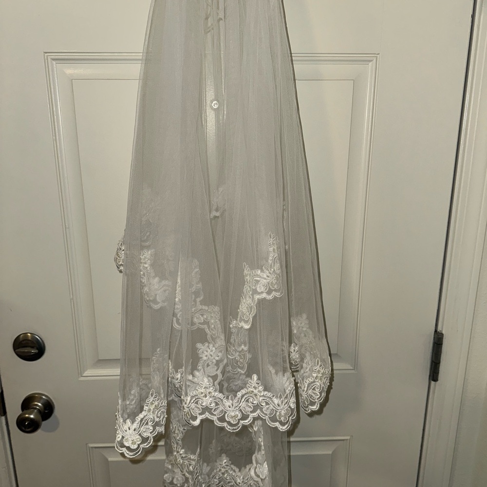 Elegant White Lace Bridal Veil